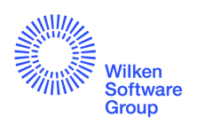 Wilken Software Group Logo – zwei Kreise, ein kleiner Kreis bestehend aus Strichen in einem großen Kreis mit Buchstaben daneben, die die Wortmarke Wilken Software Group bildet